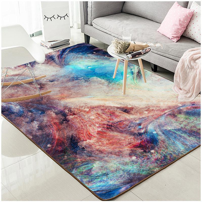 

3D starry sky carpet Kids bedroom living room bedside yoga cushion soft colorful meteor large rugs baby play floor mat home1, Ks-3