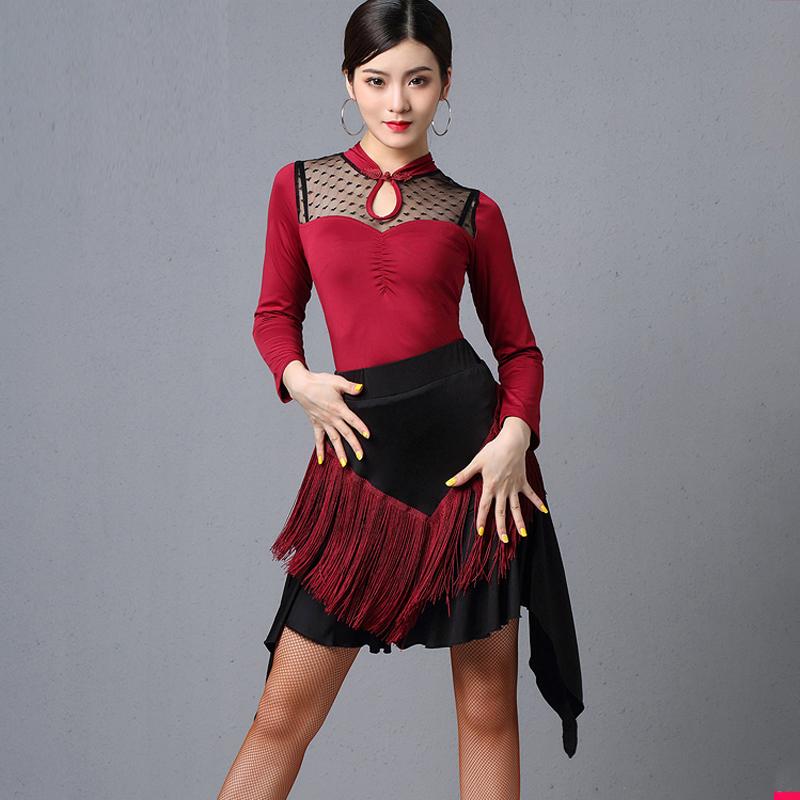 

Classical Latin Dance Dress Women Oriental Cheongsam Sexy Tassel Dress Female Ballroom Tango Salsa Practice Flapper DL4713, Only tops