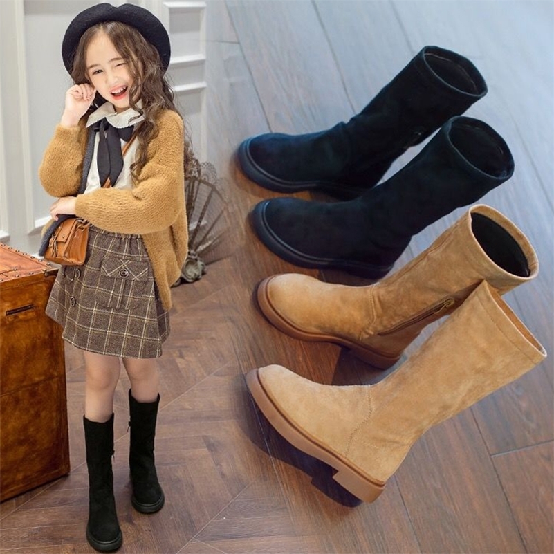 

Girls knee princess boots high kids leather shoes 201113, Black