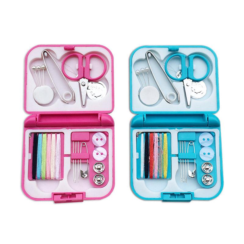

1 box Buttons Pins Sewing Box Storage Boxes Home Tool Scissor Thimble Portable Travel Sewing Kit Needle Threads Set