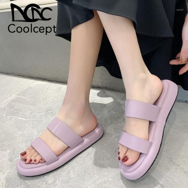 

Coolcept Women Sandals Summer Thick Bottom Lady Shoes Slip On Flat Casual Shoes Home Sandals Slippers Female Footwear Size 35-401, Lavender