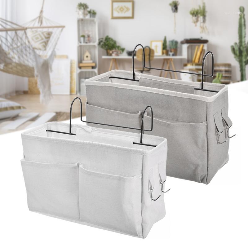 

Canvas Bedside Storage Organizer Bed Desk Bag Sofa TV Remote Control Hanging Storage Bag Dorm Room Sundries1