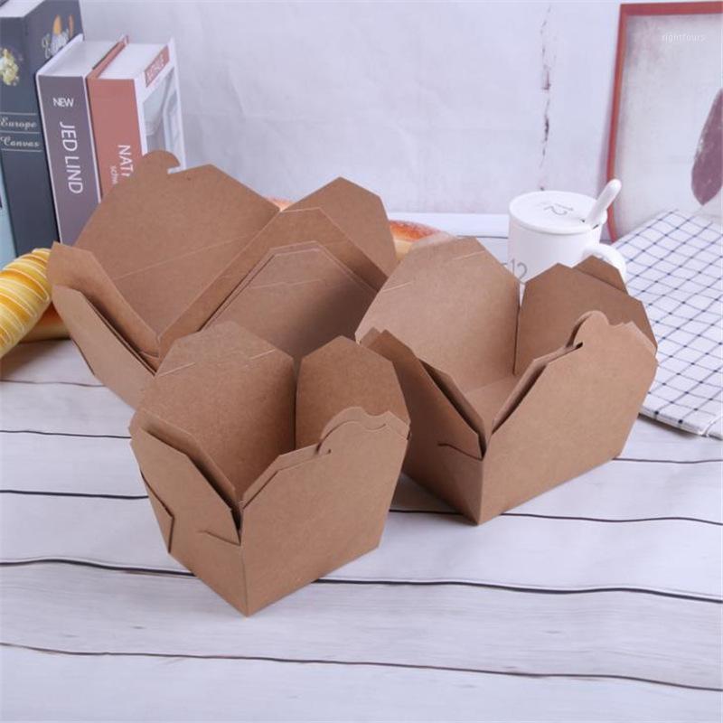 

50pcs/lot Thick Square Disposable Lunch Box Package Takeaway Blank Kraft Paper Fast Fruit Salad Crisper Snack Cake Box1