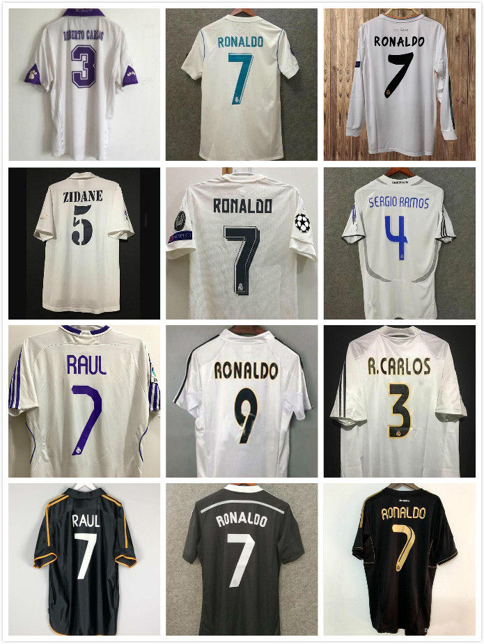 

2011 2012 Retro Real Madrid Home Soccer Football Jersey Sergio Ramos KAKA HIGUAIN RONALDO ZIDANE Beckham 2005 06 Robinho, Beige