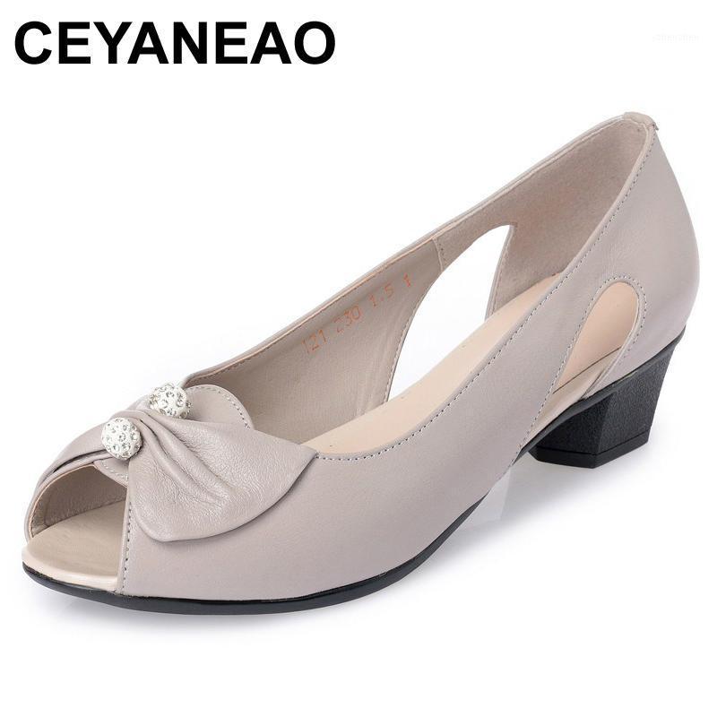 

CEYANEAONew genuine leather women summer sandals, comfortable fish casual mouth plus size 42#43#mother sandals,shoes femaleE8941, Cowhide black