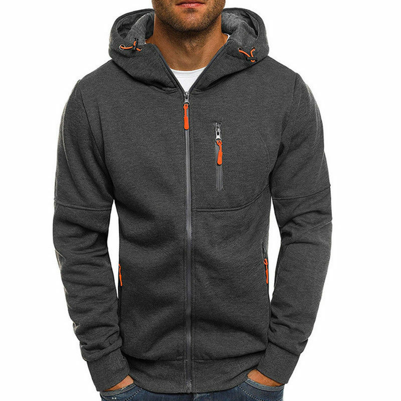 

Men's Winter Hoodies Slim Fit Hooded Sweatshirt Outwear Warm Coat Jacket Plain Zip Up Casual Coat Tops Black Gray 2019 kg-170, Balck