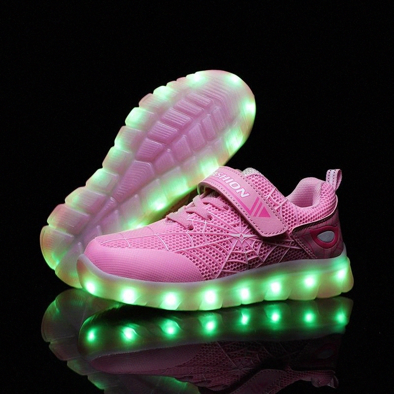 

Green Children Shoes Hot Light Led luminous Shoes Boys Girls USB Charging Sport Casual Led Kids Glowing Sneakers #W65l