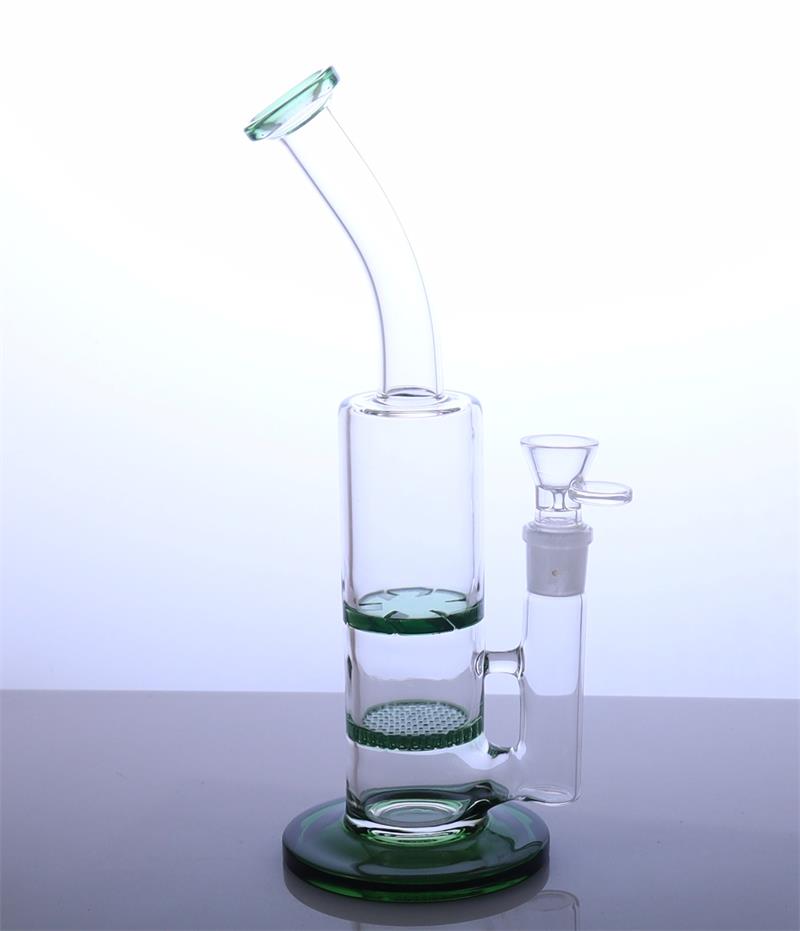 

10 inch glass water smoking bong bubbler pipe with tornado and honeycomb disk two functions