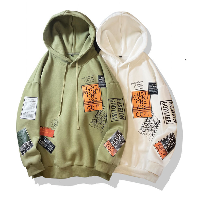 

2021 Male Hoodie Autumn/winter New Velvet-printing Letter Sweatpants Youth BXUH, Green.