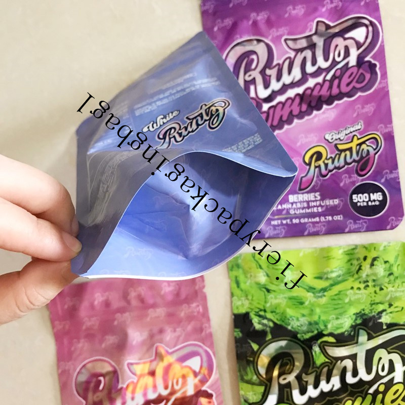 

Runtz Gummies Mylar Bag 500mg Childproof Edibles Zipper Packaging Pouch Retail Storage Package for Dry Herb To 8bacco Flower