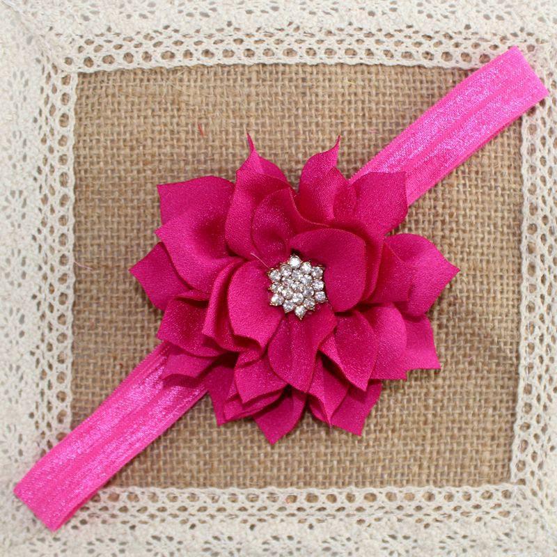 

Fashion Children Flower Elastic Hair Bands Cute Beautiful Lotus Rhinestone Hair Accessories High Quality Durable Kids Headwear, Orange