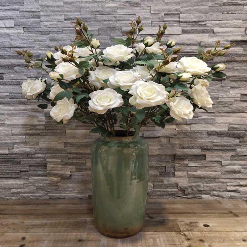 

New Artificial Rose Flower Plant Vase Wedding Outdoor Garden Home DIY Decoration1, Red