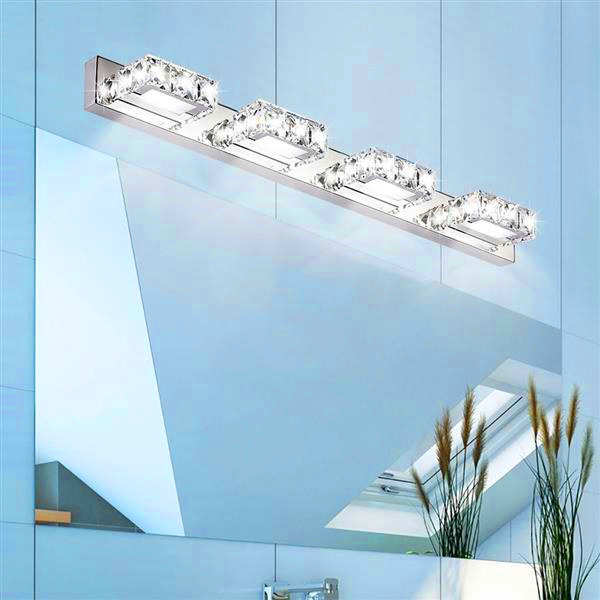 

Newest Design 6W Double Lamp Crystal Surface Bathroom Bedroom Lamp White Light Silver Nodic Art Decor lighting Modern Waterproof wall Lamps