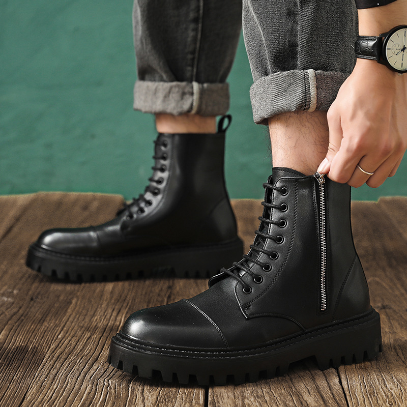 

2020 More Fashionable Male Leather From Plutonium British Vintage Boots Spring Fall Shoes Men Y6nu, Black