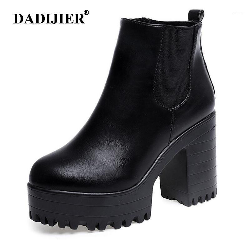 

DADIJIER Botas Mujer Fashion Women Boots Square Heel Platforms Zapatos Thigh High Pump Boots Motorcycle Shoes wyq601, Black