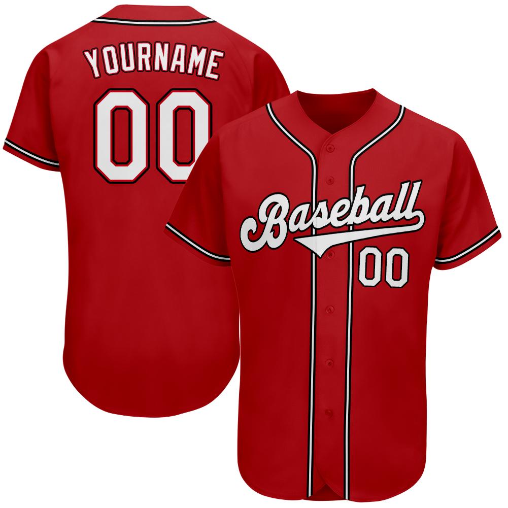 

Custom Red White-Black Authentic Baseball Jersey, Women size s-xxl