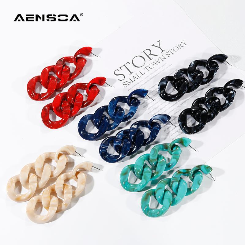 

AENSOA Unique Acrylic Long Dangle Earrings For Women Statement 5 Color Geometric Earrings Fashion Jewelry wholesale Pendientes1