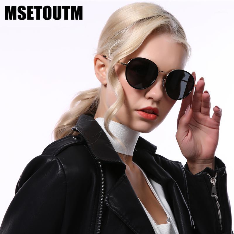 

MSETOUTM Polarized 2020 Vintage Brand Designer Sunglasses For Women Metal Reflective flat lens Sun Glasses Female 2020881