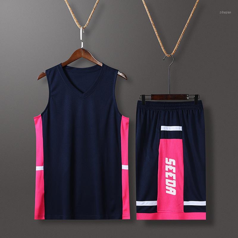 

New High quality Men Basketball Set Uniforms kits Sports clothes Kids basketball college tracksuits DIY Customized1