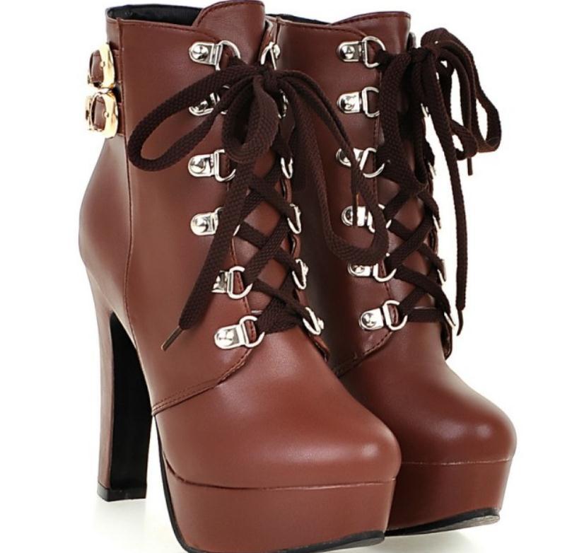 

2021 New Free Send Korean Heels Coarse Heel Women's Boots Winter T5T0, Black