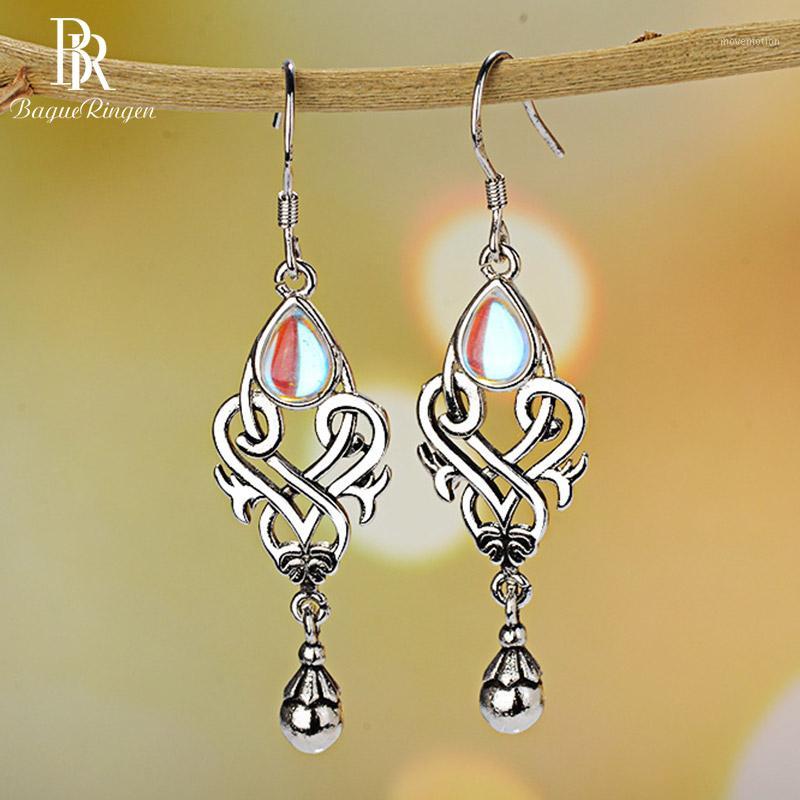 

Bague Ringen Elegant Water Drop Shaped Moonstone Earrings for Women Creative Hollowing out Design Silver 925 Jewelry Anniversary1