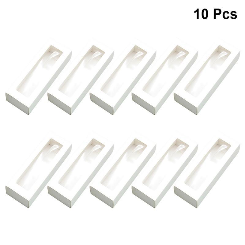 

10pcs Macaron Boxes with Clear Window Paper Packaging Box Cookie Containers for Home Dessert Shop (White Paper, Small