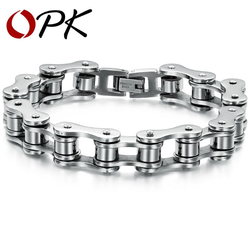 

OPK Punk Cool Biker Chain Bracelet For Men Stainless Steel Heavy Metal Texture Stylish Male Accessory, DM3136