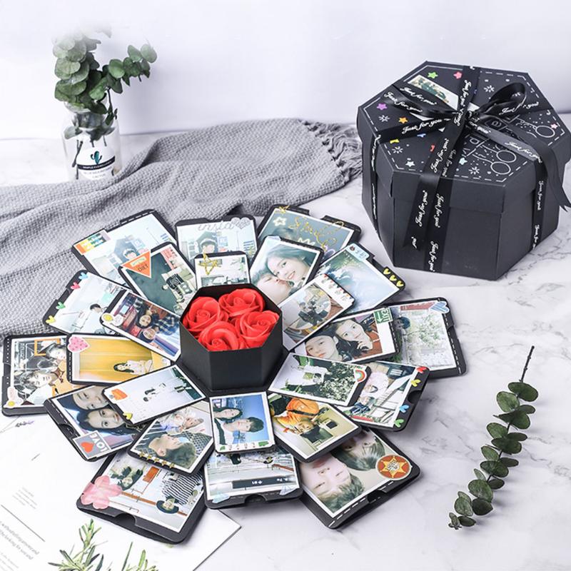 

DIY Scrapbook Photo Surprise PartyLove Explosion Box Gift for Anniversary Birthday Valentine's Day Gift with packing box