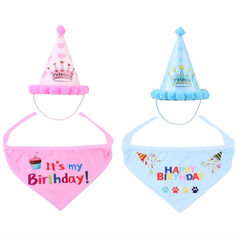 

Happy Birthday Hats For dogs Pet Birthday Party Hat Cat Hats Dog Age Anniversary Party Saliva Towel Set Dogs Accessories, Bl