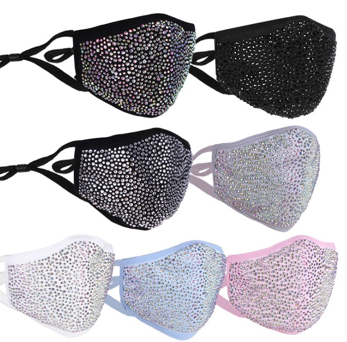 

bling bling diamond mask fashion women Bright colorful adult mask dust proof washable cotton designer masks 8 colors