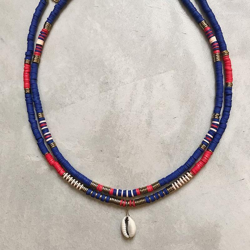 

Women Colorful Polymer Clay Necklace Natural Shell Pendant Choker Set 2020 Winter Clothes Accessories Silicone Jewelry Necklace1