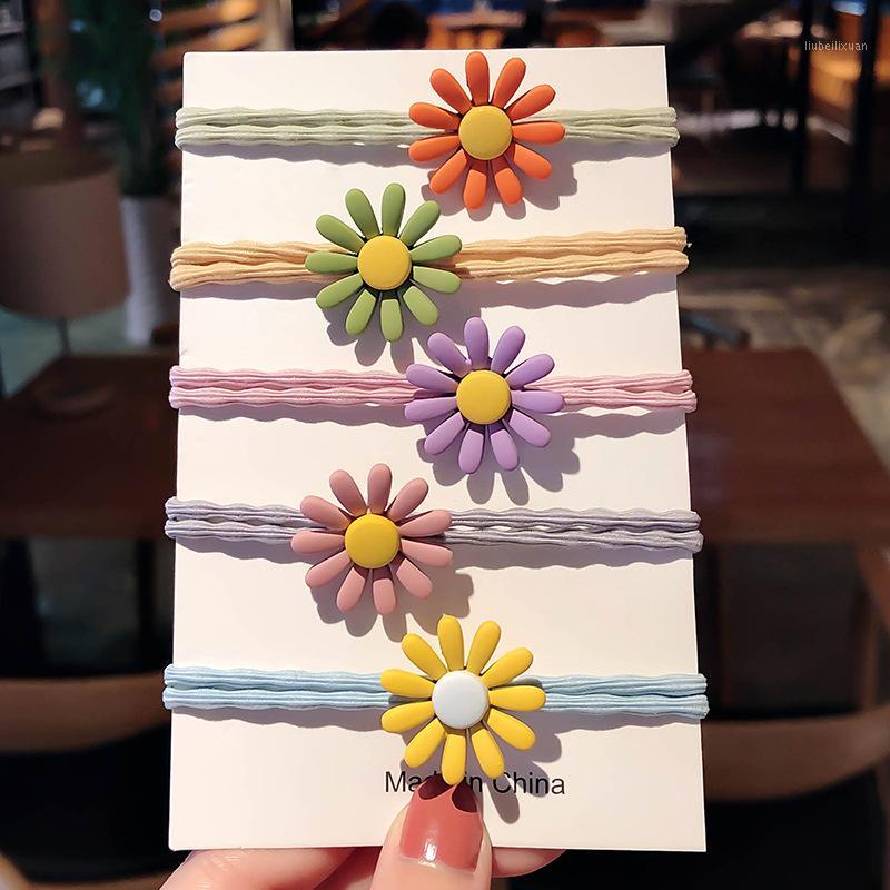 

Ins girl heart rope elegant color flower hair band rubber band South Korea fresh lovely hair rope headdress1, White