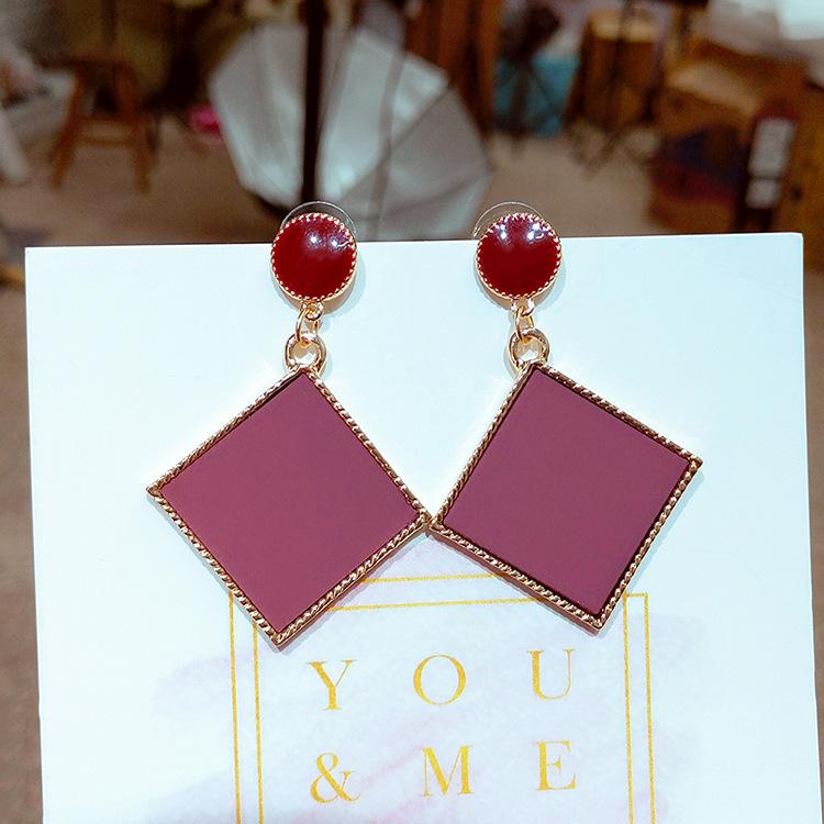 

square geometric creative new personality earrings pendant simple small fresh earrings acrylic -S