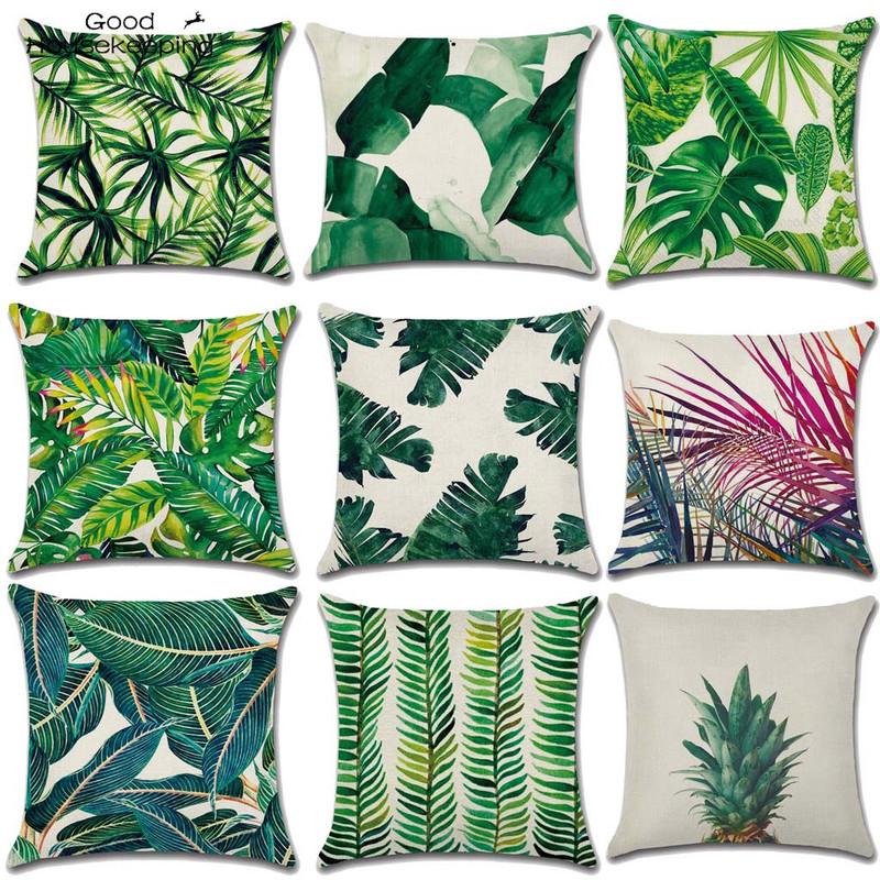 

Green Leaf Cushion Cover Decorative Pillows Fashion Seat Cushions Home Decor Geometric Throw Pillow Sofa Pillowcase 45x45 Cm