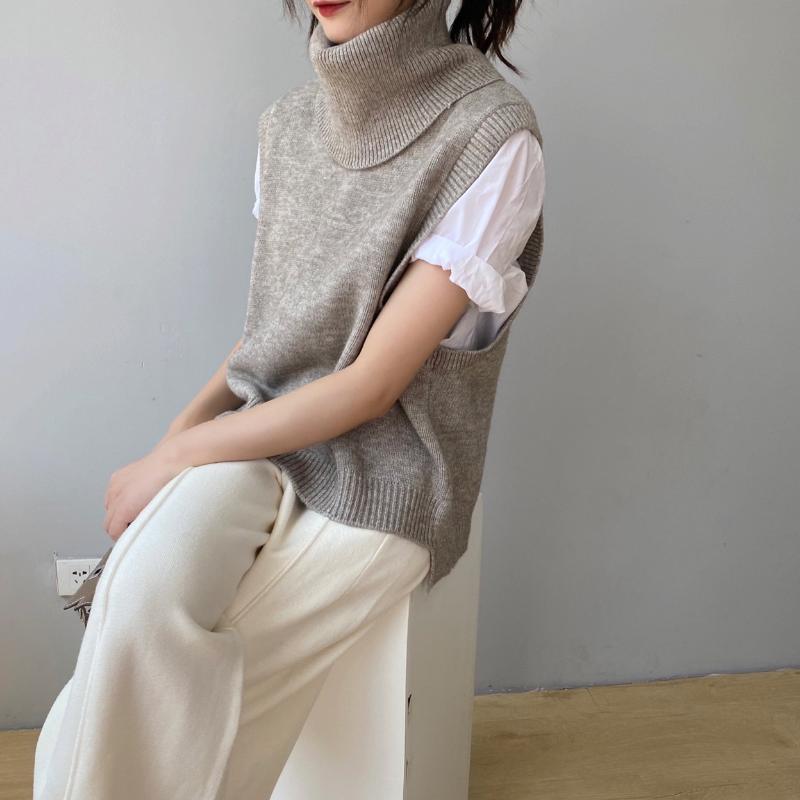 

2021 Luxury designer Mori sweater female sleeveless vest style Wear autumn and winter vest two-piece autumn wholesale, Black