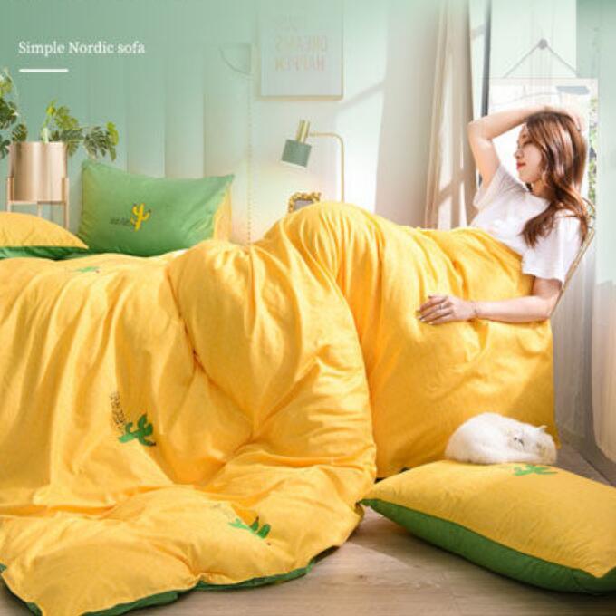 

Bed Four-piece Quilt Cover Sheets Simple Imitation Cotton Student Dormitory Supplies Double Sheet, Pillowcase & Duvet Cover Sets, 12