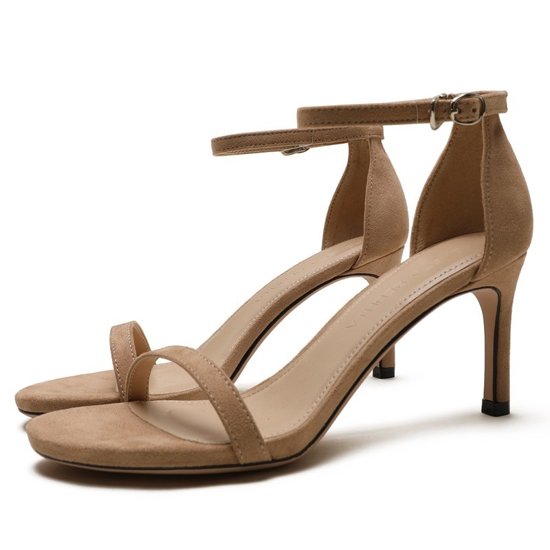 

2020 new classics of leather suede brand sandals thin women's wear high shoes e0087 5ROB