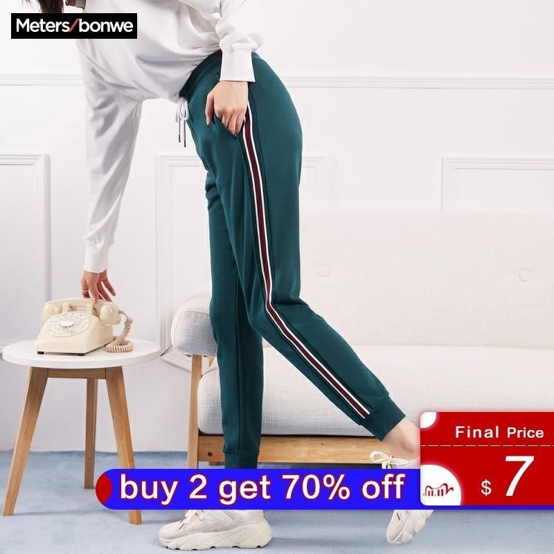 

Metersbonwe Mid-waist Sports Pants Women loose Spring Autumn New Sports Drawstring Korean Harem pants jogging pants 201031, Black