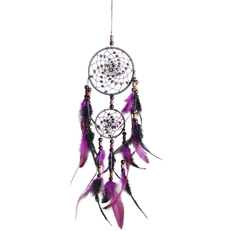 

Creative 2 Rings Dream Catcher Handmade Feather Tassel Wall Hanging Decor Dreamcatcher for Home BedroomCarOrnamentsBirthday Gift