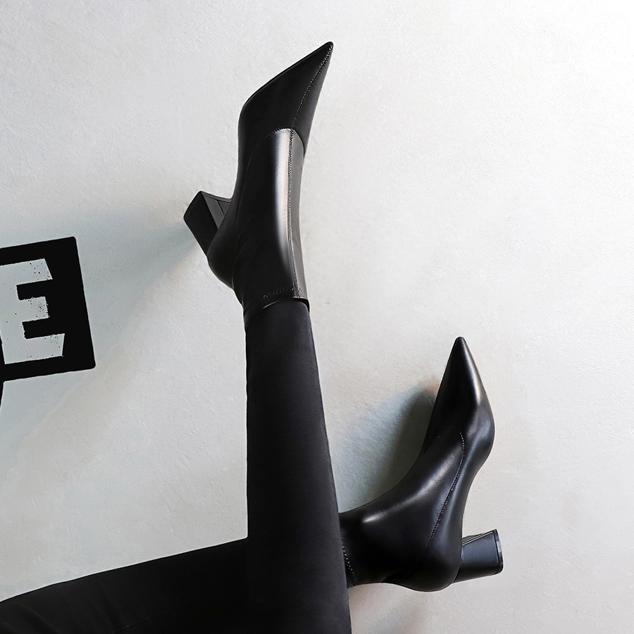 

2021 New European and Fashion Simple Heels Pointed to Skinny Women's Sexy Nightclub Short Boots Q5zo, Black-2(spring)