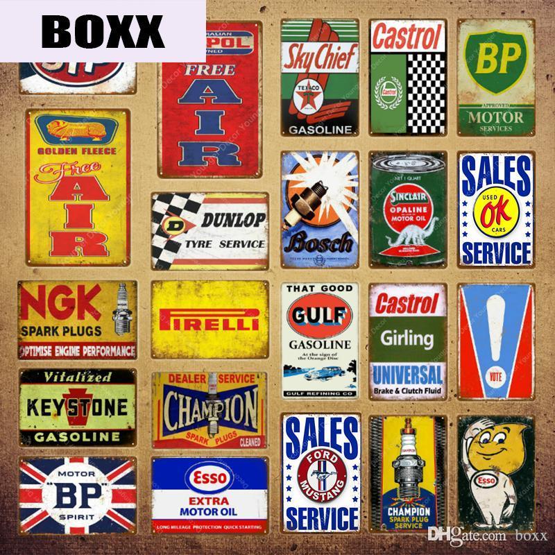 

2020 Tyre Service Poster Metal Vintage Tin Signs Garage Wall Decor Motor Oil Key Stone Gasoline Spark Plugs Advertising Plaque YI-072 HOT
