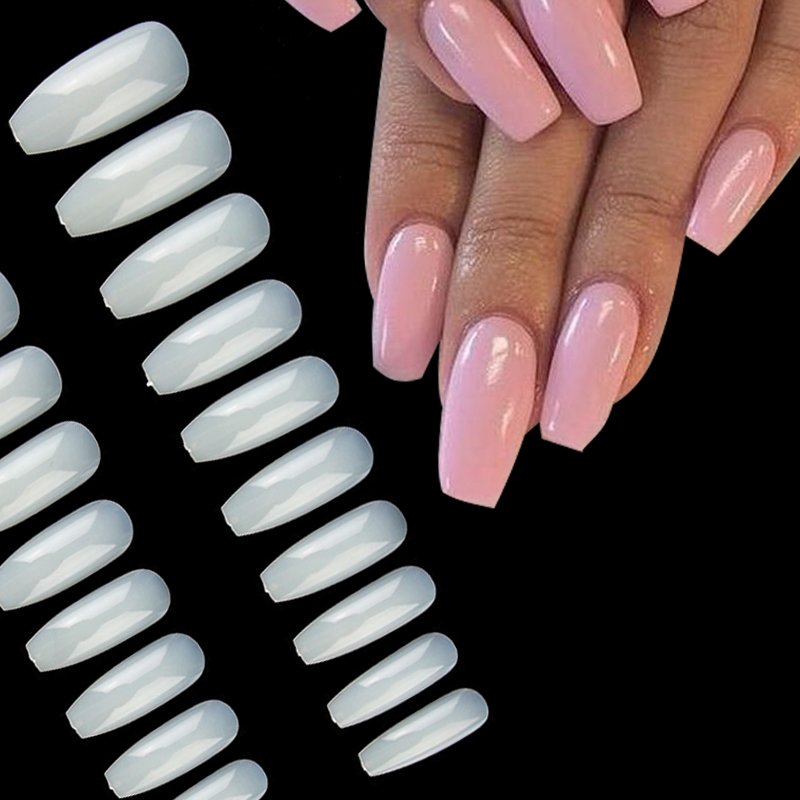 

RIKONKA 50/100/500pcs False Ballerina Nails Acrylic Full Nail Tips French Style Mixed Size Nail Protection Nail Art, Red;gold