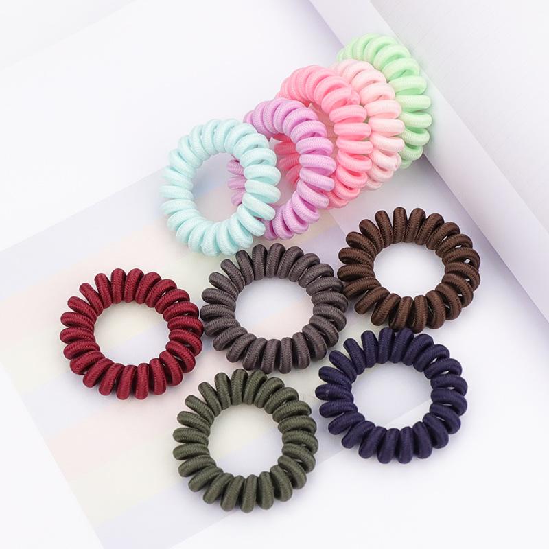 

10pcs Knit Telephone Wire Hair Bands Fabric Spiral Hair Ties Women Coil Elastic Bobbles Ponytail Holder Accessory