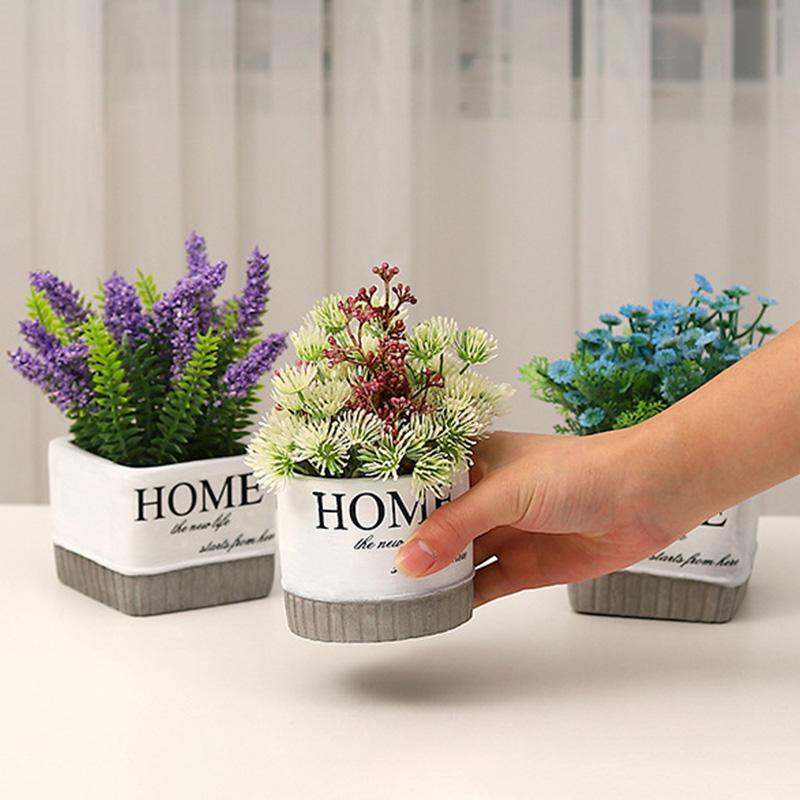 

Creative Nordic Artificial Flowers with Vase Mini Bonsai Set Potted Fake Flower Home Desktop Decoration Simulated Green Plant, A3
