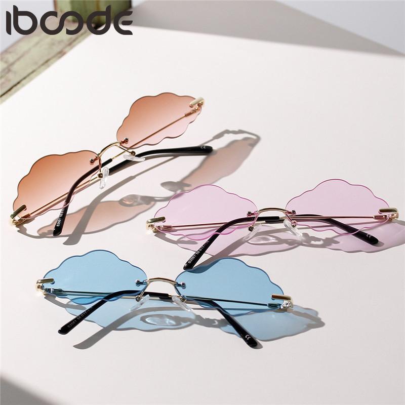 

iboode 2021 Vintage Clouds Steampunk Sunglasses Fashion Rimless Driving Glasses Women Men Frameless Eyeglasses Shades UV400 New