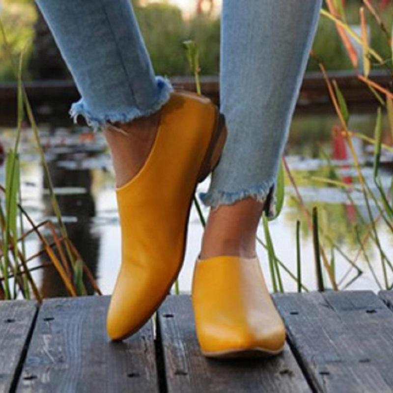 

Spring autumn ankle boots for women low heels pu leather shoes ladies sexy pointed toe boots vintage short big size, Black