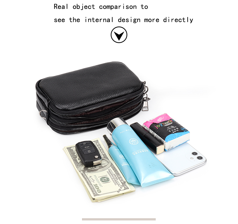 

HBP female bag 2021 new multiple function single shoulder inclined shoulder bag head layer cowhide fashion Free shipping, Black