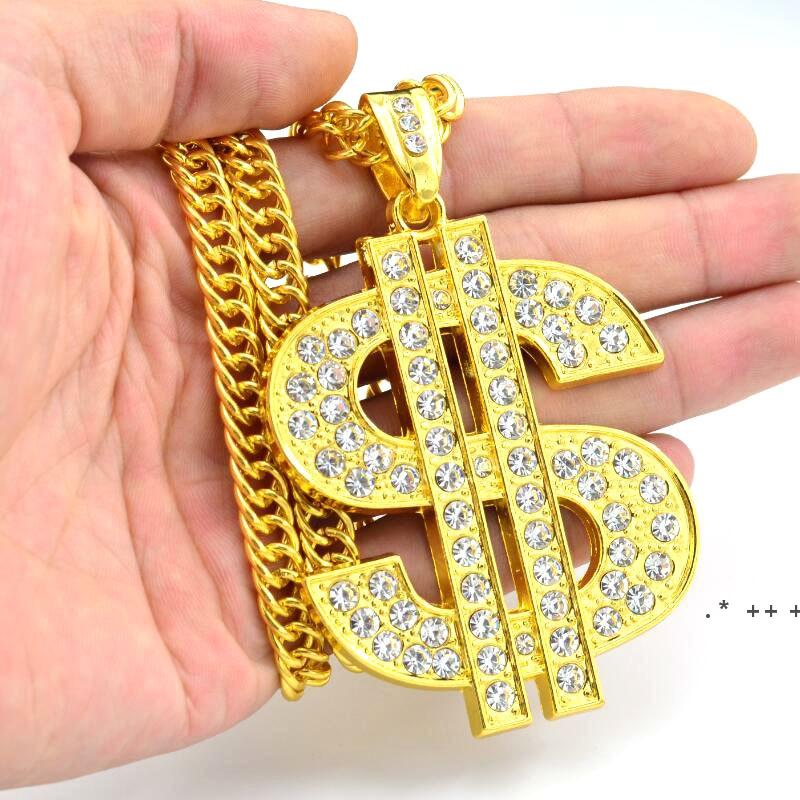 

Diamond Dollar Pendant Necklace Creative Metal Necklace Party Decoration Hip Hop Fashion Jewelry Accessories LLF13043
