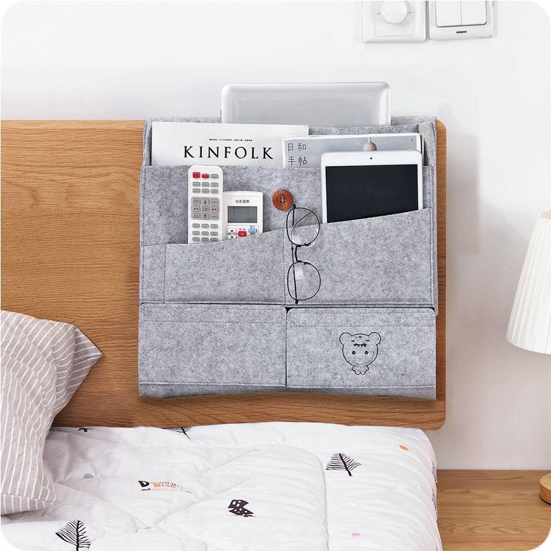 

HHYUKIMI Bedside Felt storage bag bedroom Storage Organizer Magazine Tissue towels finishing bags Convenient hanging pocket1