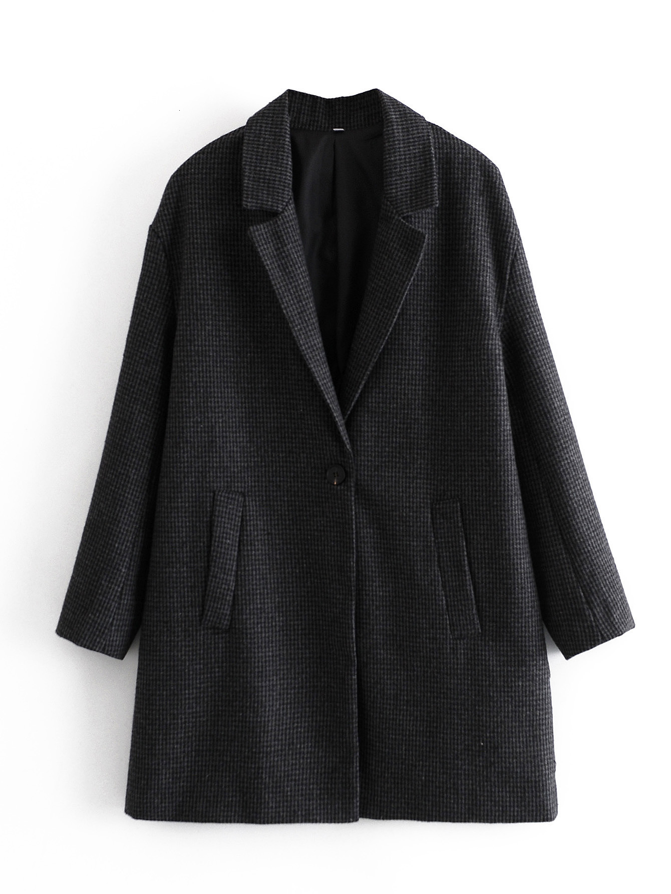 

2021 New Fall 89131 Europe and the United States Women's Female Case Grain Cloth Loose Coat Fynh, See chart